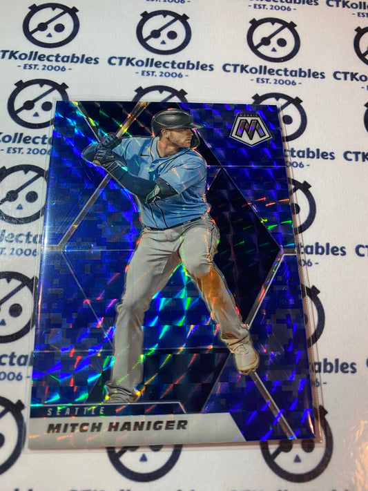 2021 Panini MLB Mosaic Blue Camo Prizm Mitch Haniger #12 Seattle