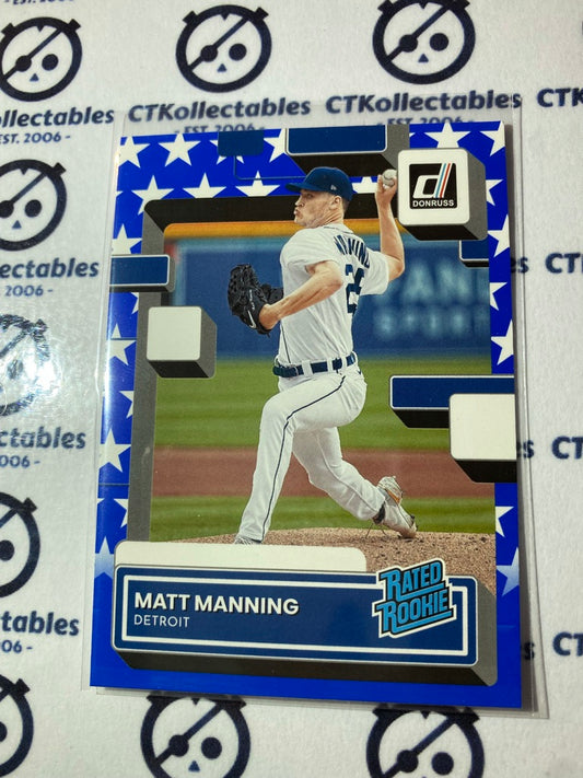 2022 Panini Donruss Baseball Matt Manning Rated Rookie Stars & Stripes #33 Detroit