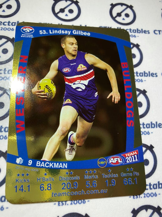 2011 AFL Teamcoach Gold Card- #53 Lindsay Gilbee Bulldogs