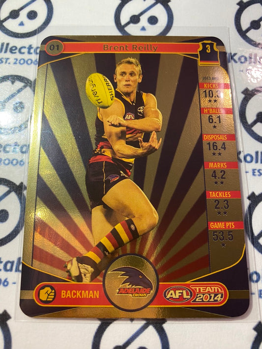2014 AFL Teamcoach Gold Card #01 Brent Reilly Crows
