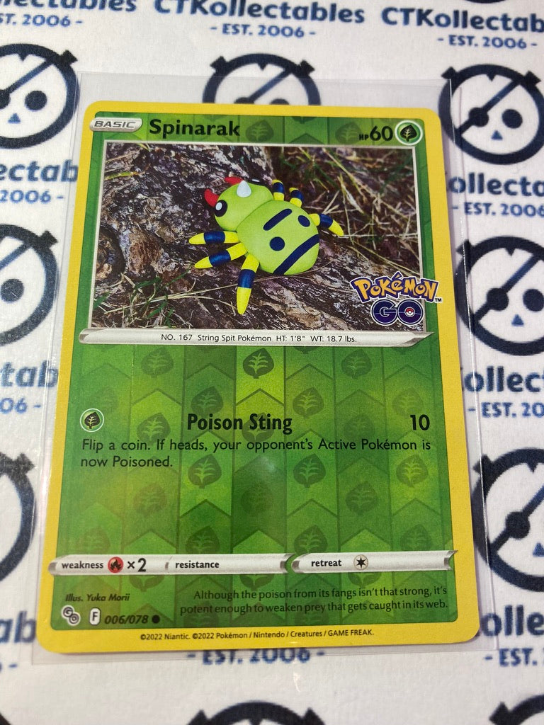 Spinarak Reverse Holo Card #006/078 2022 Sword & Shield Pokemon Go Pokemon Card
