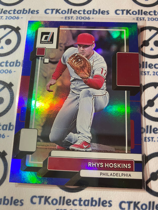 2022 Panini Donruss Baseball Rhys Hoskins Blue Foil #186 Philadelphia