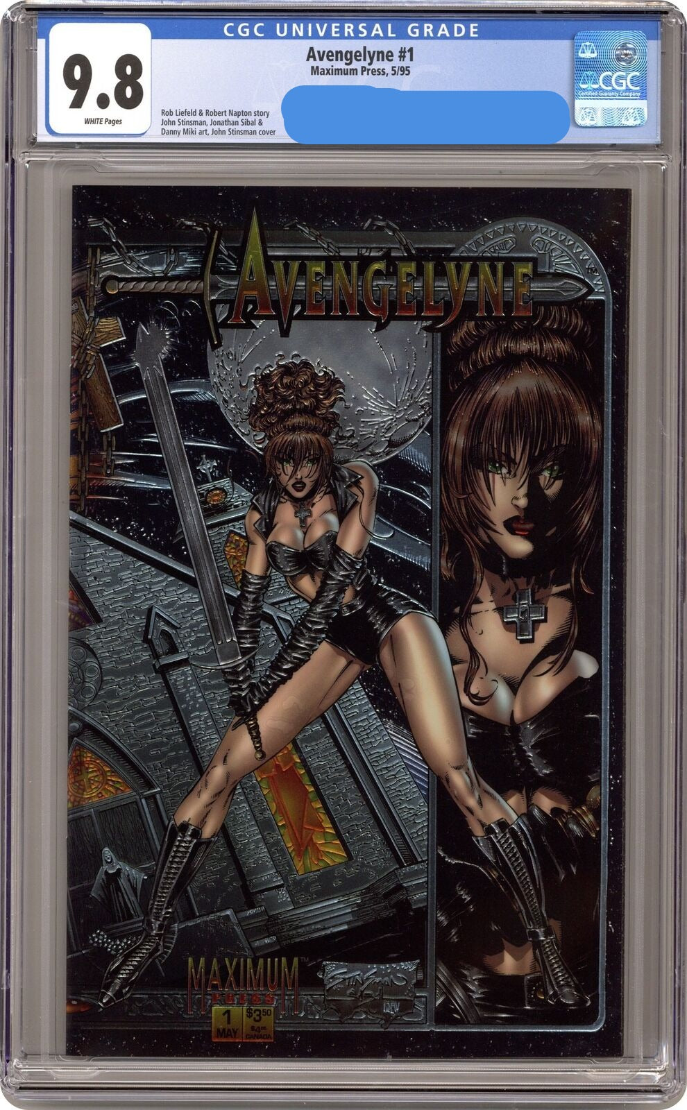 AVENGELYNE # 1 CGC GRADED 9.8 VARIANT CHROME WRAPAROUND COVER MAXIMUM COMIC BOOK 1995