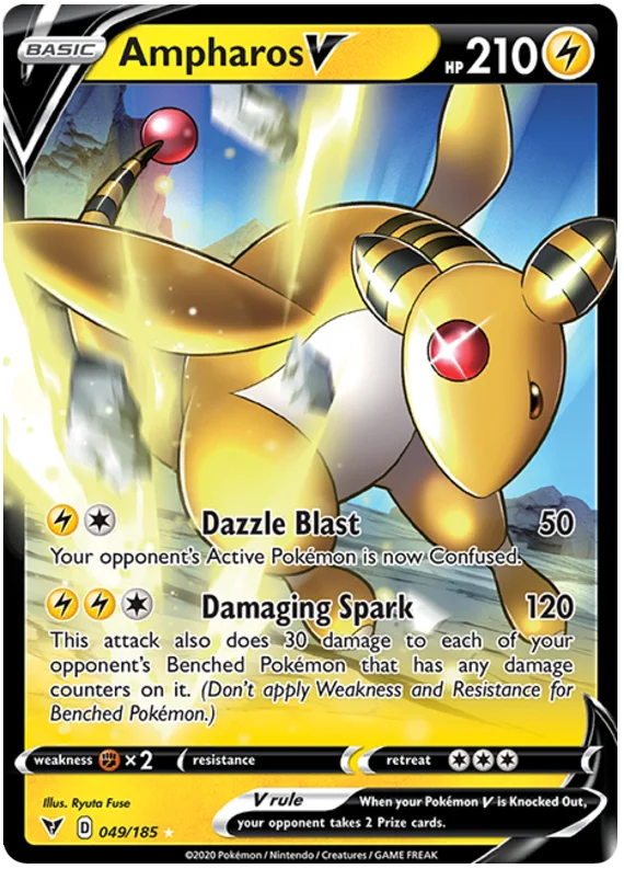 Ampharos V #049/185 Ultra Rare- Pokemon Card Vivid Voltage