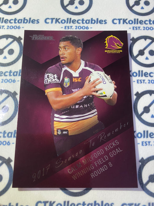 2018 NRL Traders Season To Remember Anthony Milford #SR2/48 Broncos