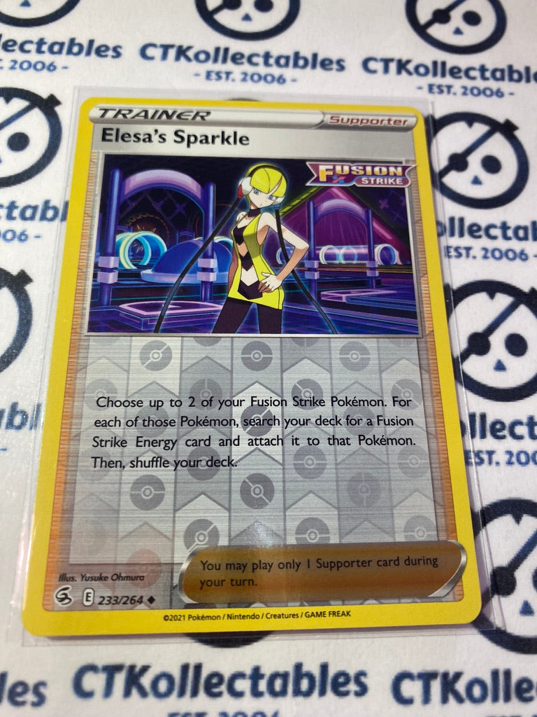 Elesa's Sparkle Reverse Holo #233/264 2021 Sword & Shield Fusion Strike Pokemon Card