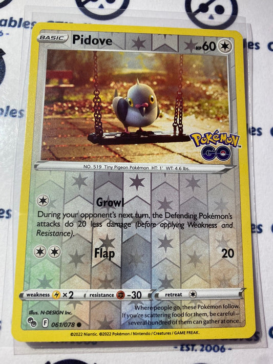 Pidove Reverse Holo Card #061/078 2022 Sword & Shield Pokemon Go Pokemon Card