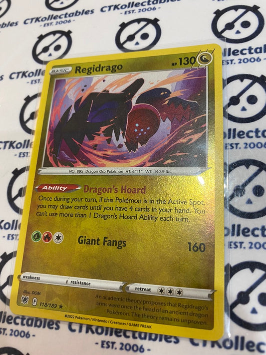 Regidrago Reverse Holo Rare #118/189 2022 Sword & Shield Astral Radiance Pokemon Card