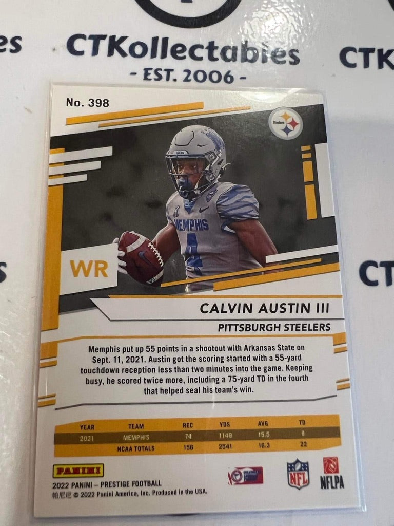 2022 NFL Panini Prestige Calvin Austin III Diamond Parallel Xtra Points RC #398 Steelers