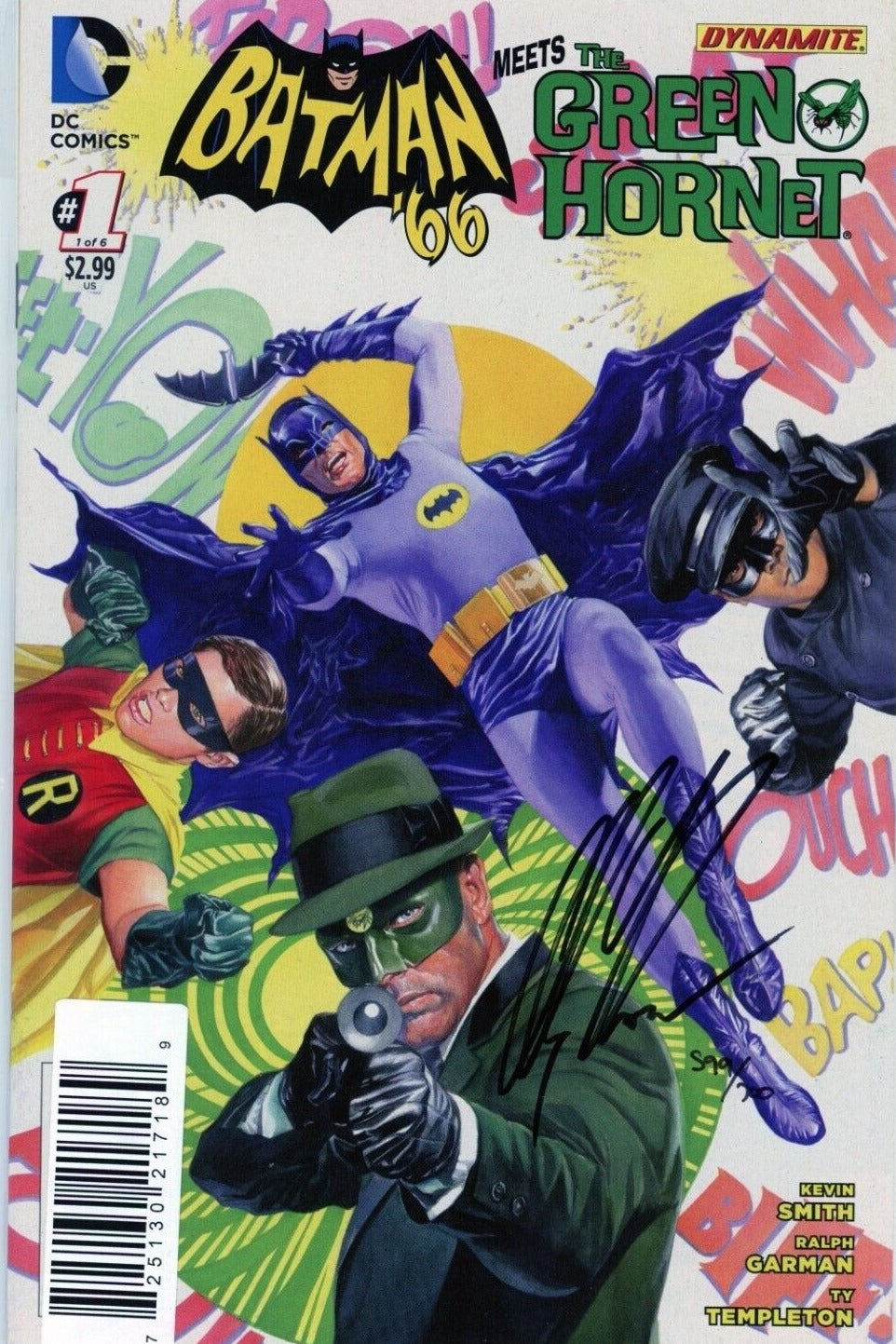 BATMAN '66 MEETS THE GREEN HORNET # 1 SIGNED ALEX ROSS DF/COA 132/700 DC  COMIC BOOK 2014