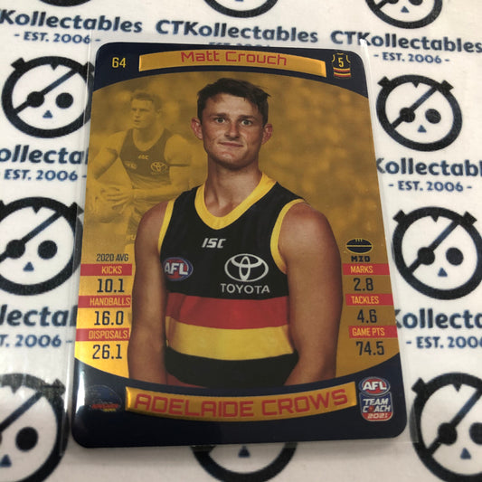 2021 AFL Teamcoach Gold Matt Crouch #64 Crows