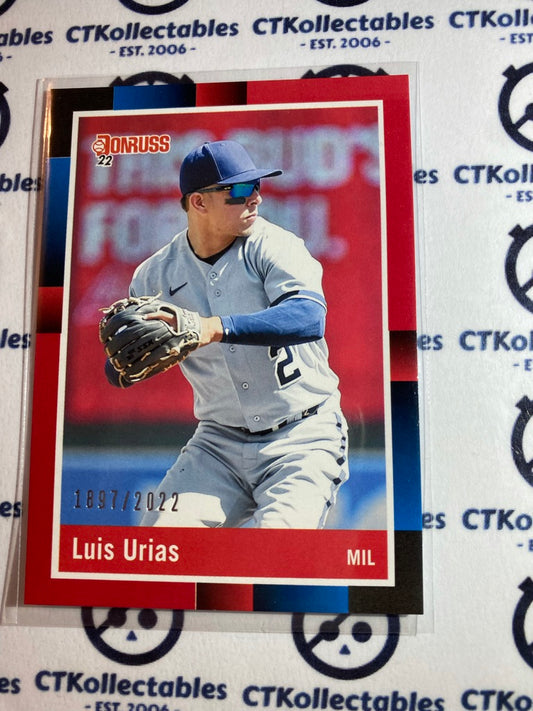 2022 Panini Donruss Baseball Red Luis Urias Retro #1897/2022 Milwaukee