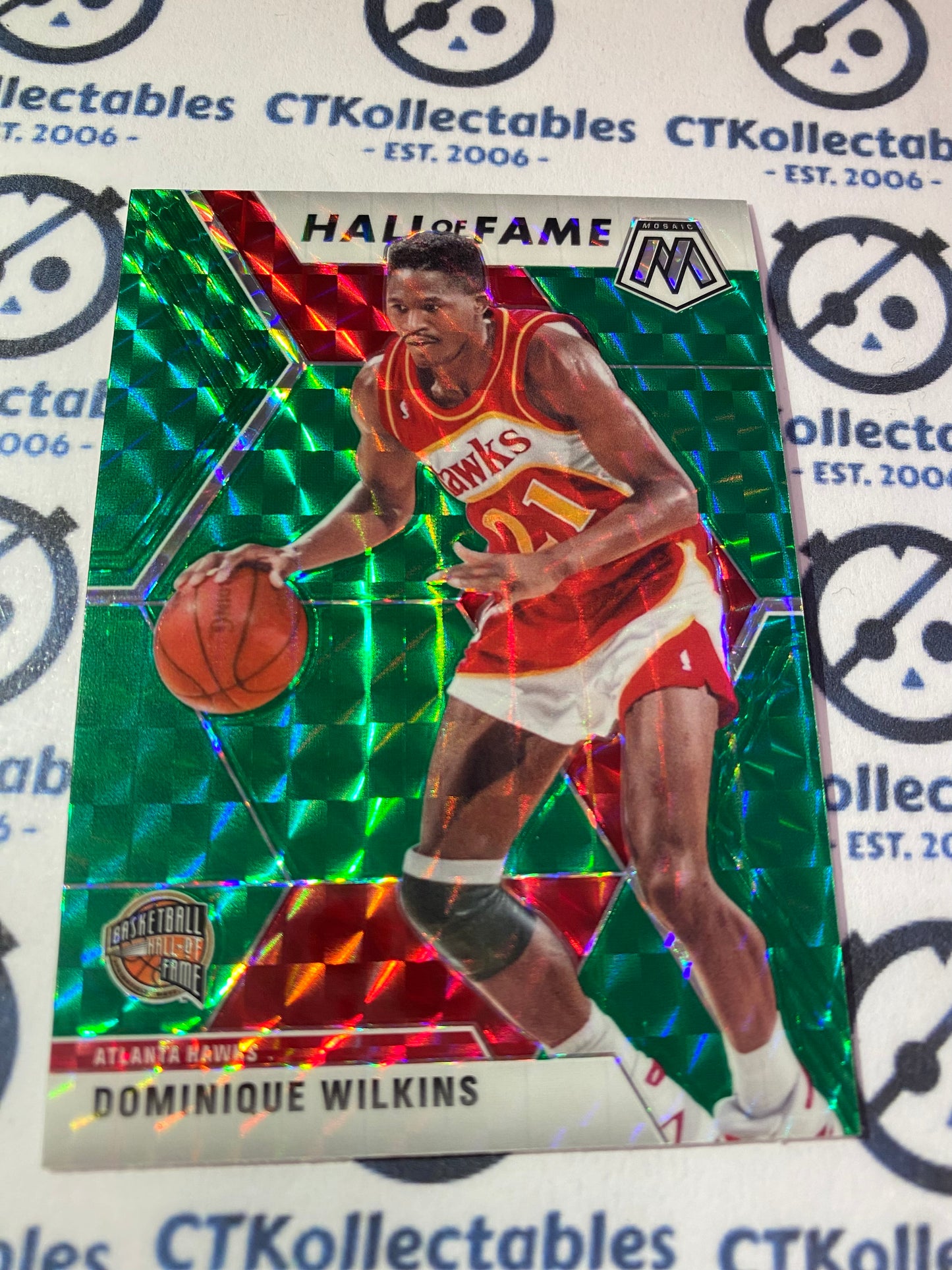 2019-20 NBA Mosaic Dominique Wilkins Hall Of Fame Mosaic green Prizm #294