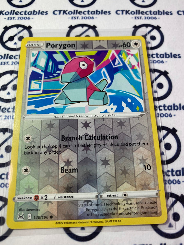 Porygon Reverse Holo #140/196 2022 Sword & Shield Lost Origin Pokemon Card