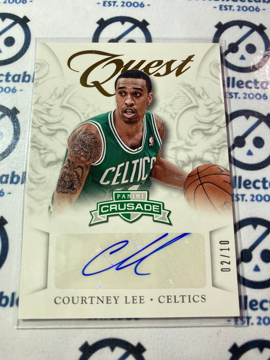 2012-13 NBA Panini Crusade Courtney Lee #02/10 Gold Quest Auto Celtics