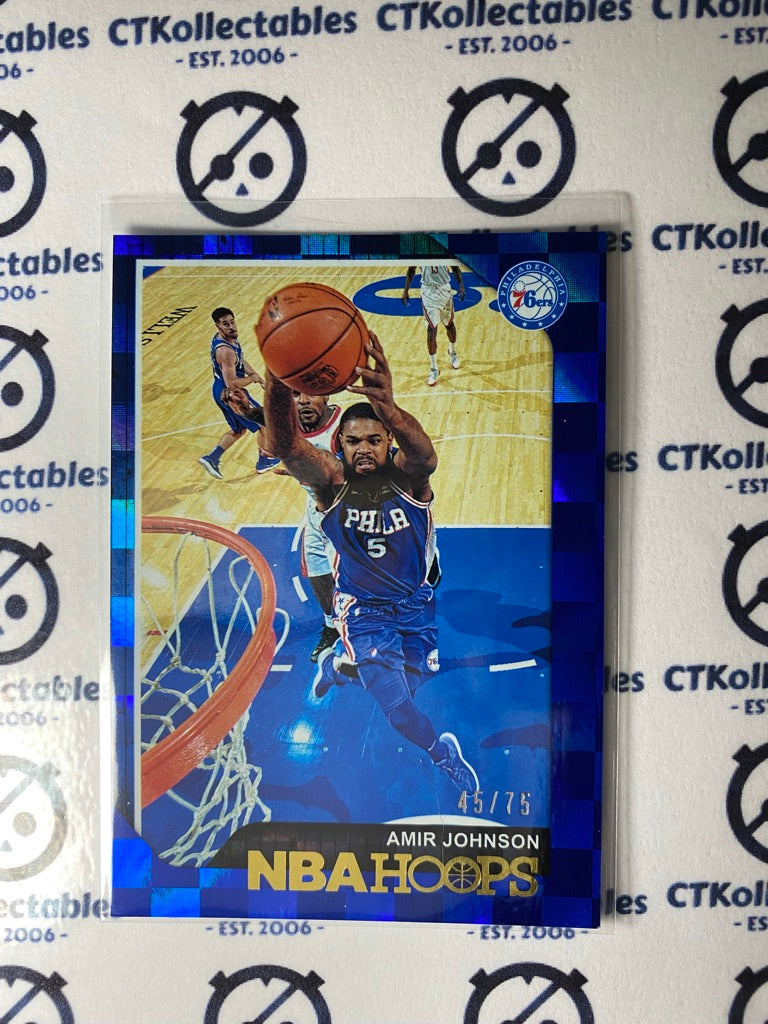 Amir Johnson blue checkerboard #45/75 parallel 2018-19 Hoops basketball