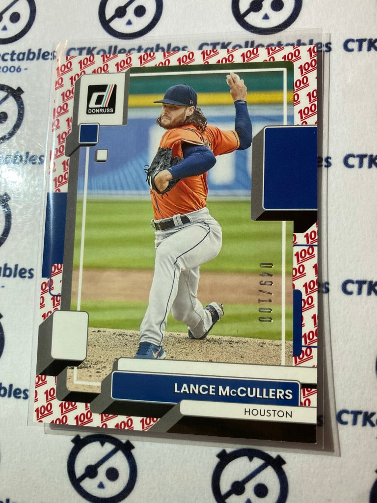 2022 Panini Donruss Baseball Lance McCullers One hundred 100 #049/100 Houston