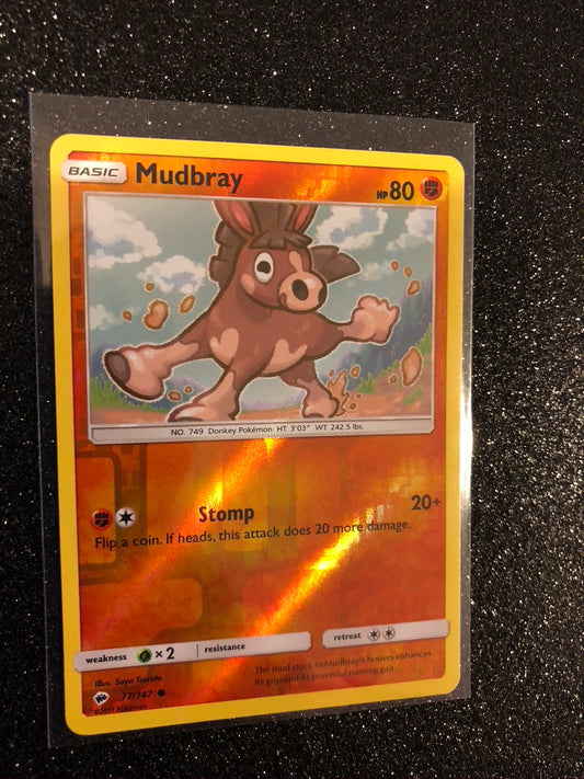 Mudbray Reverse Holo #77/147 Burning Shadows Pokemon Card