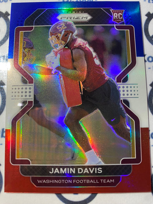 2021 NFL Panini Prizm Jamin Davis Rookie card RC Red White Blue Prizm #383 Washington