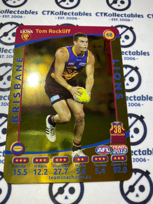 2012 AFL Teamcoach Gold Card - #68 Tom Rockliff Lions