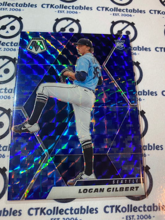 2021 Panini MLB Mosaic Blue Camo Prizm Logan Gilbert #287  RC Seattle