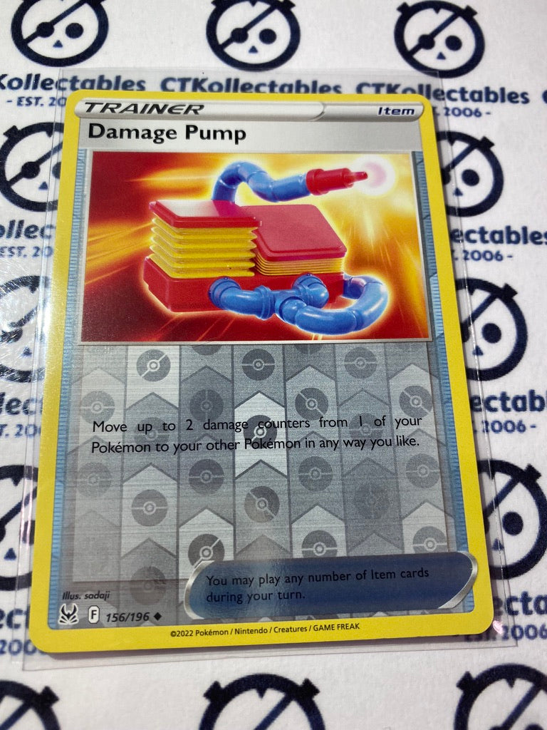 Damage Pump Trainer Reverse Holo #156/196 2022 Sword & Shield Lost Origin Pokemon Card