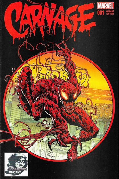 CARNAGE # 001 PHANTOM VARIANT EDITION COLOUR COVER  HOMAGE  SPIDER-MAN 300 COVER MARVEL COMIC BOOK 2016
