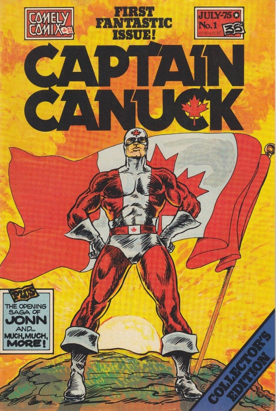 CAPTAIN CANUCK # 1 COMELY COMIX FLAG COVER  COMIC BOOK 1975