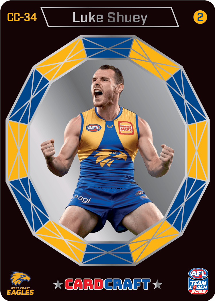 2022 AFL Teamcoach Card Craft Cheering - Luke Shuey CC-34 Eagles