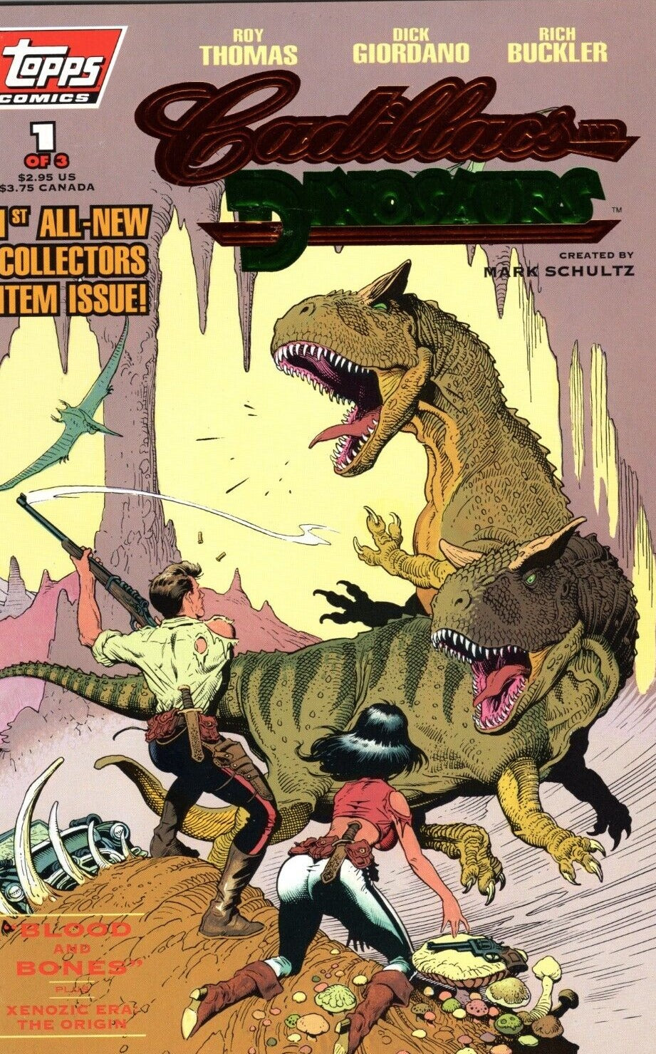 CADILLACS AND DINOSAUSRS # 1 VARIANT EMBOSSED COVER TOPPS COMIC BOOK  1994