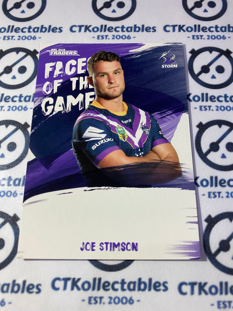 2019 NRL Traders Faces Of The Game Joe simpson FG28/64 Storm