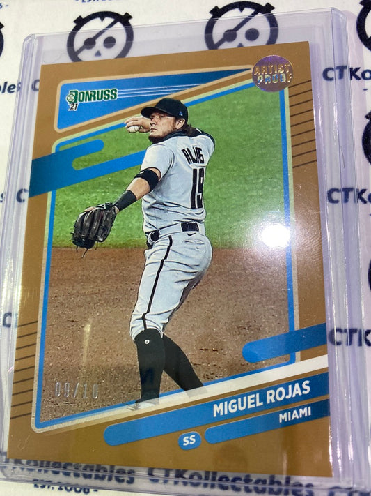 2021 Panini Donruss Baseball Miguel Rojas Gold Press Proof #09/10 Miami