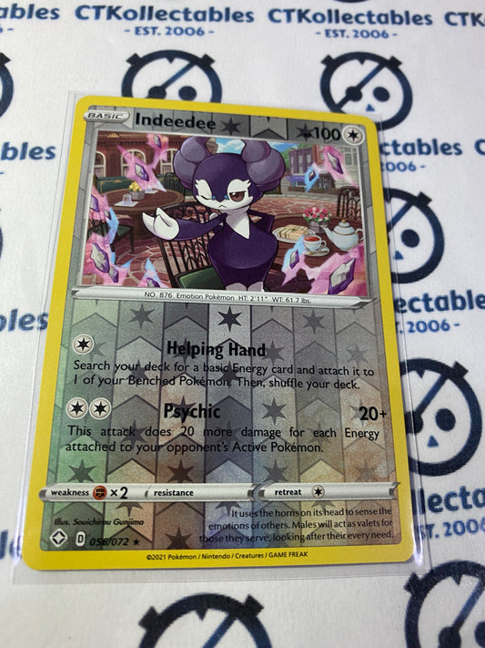Indeedee #056/072 Reverse Holo Pokémon Card Shining Fates