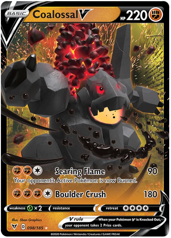 Coalossal V Ultra Rare #098/185 Pokemon Sword & Shield Vivid Voltage