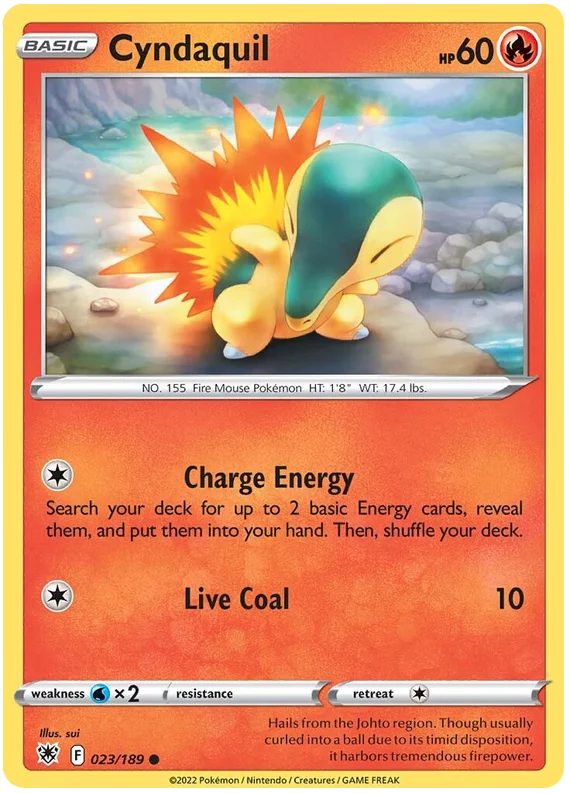 Cyndaquil Base Card #023/189 2022 Sword & Shield Astral Radiance Pokemon Card