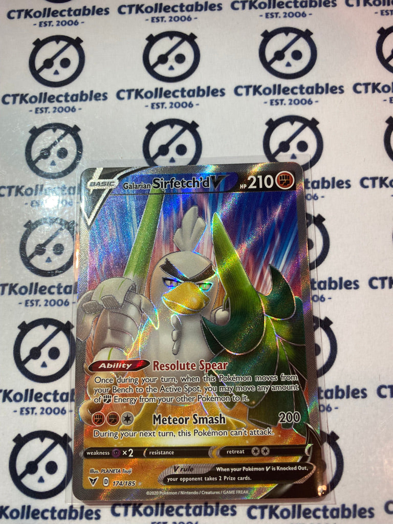 Galarian Sirfech'd V #174/185  Full Art Ultra Rare Pokémon Card Vivid Voltage