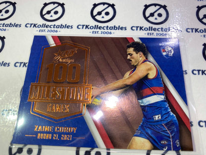 2022 AFL Prestige Milestone 100 games Zaine Cordy #129/195 Bulldogs