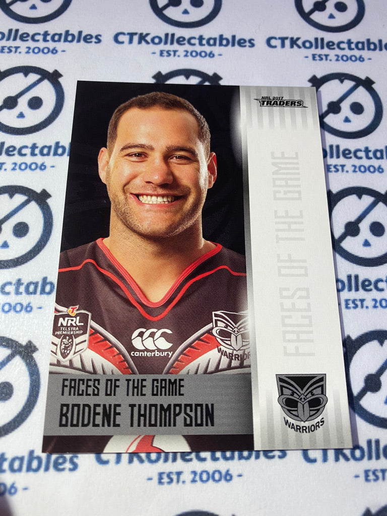 2017 NRL Traders Faces Of The Game Bodene Thompson FG45/48 Warriors