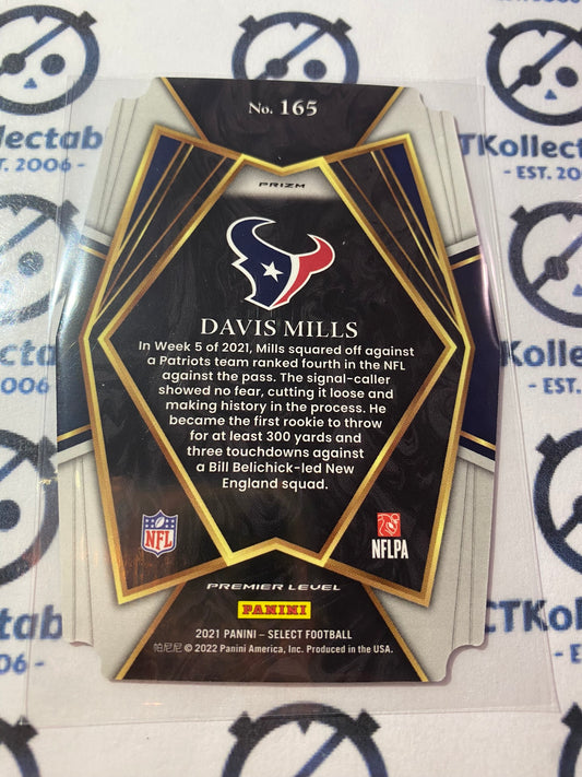 2021 NFL Panini Select Davis Mills QB RC Premier Level Die Cut Prizm Black & Gold #165 Texans