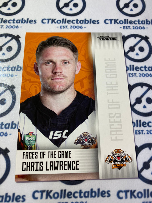 2017 NRL Traders Face Of The Game Chris Lawrence F46/48 Tigers