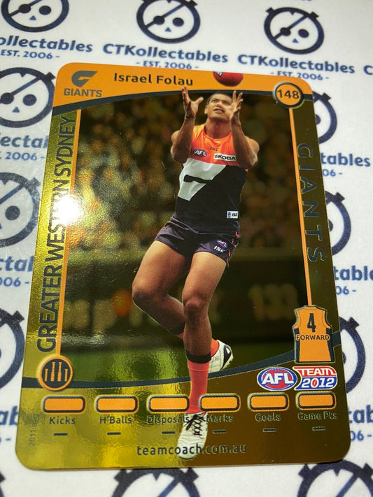2012 AFL Teamcoach Gold Card - #148 Israel Folau Giants