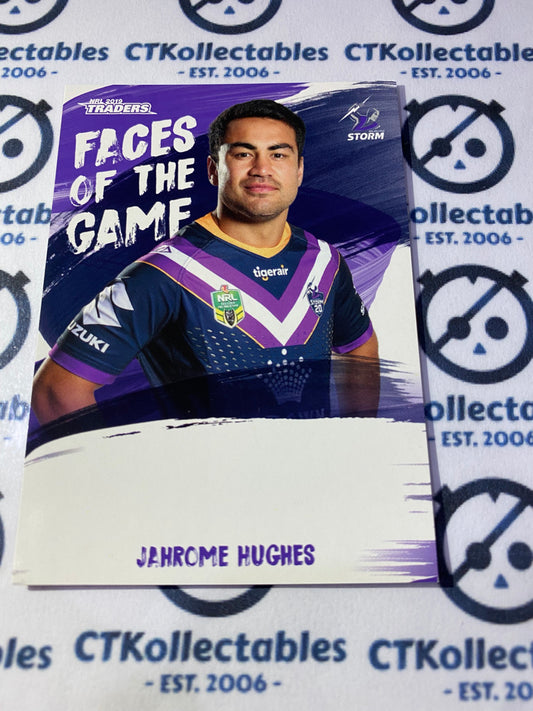 2019 NRL Traders Faces Of The Game Jahrome Hughes FG26/64 Storm