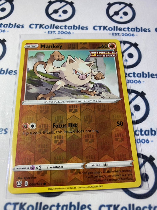 Mankey #066/163 Reverse Holo Pokémon Card Battle Styles