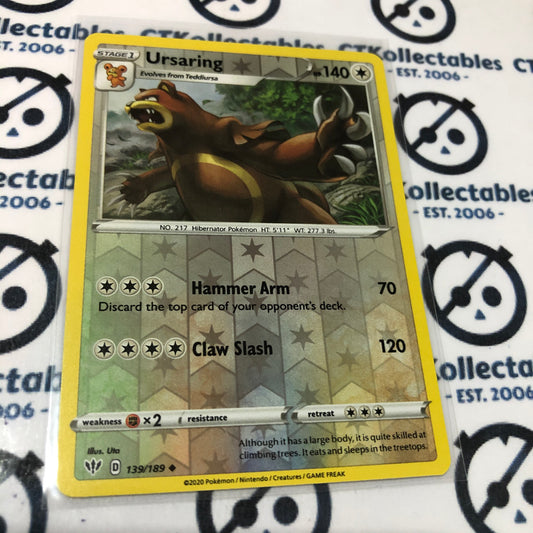 Ursaring #139/189 Reverse Holo Uncommon Pokémon Card S & S Darkness Ablaze