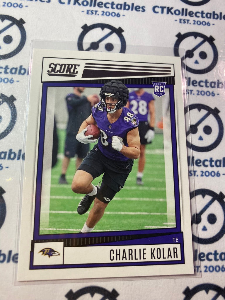 2022 NFL Panini Score Charlie Kolar Rookie Card RC #374 Ravens