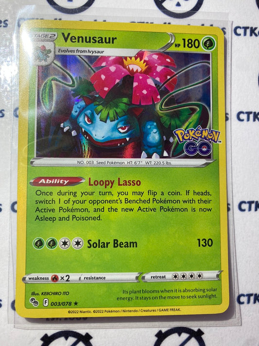 Venusaur Rare Holo Rare Card #003/078 2022 Sword & Shield Pokemon Go Pokemon Card