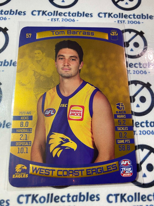2021 AFL Teamcoach Gold #57 Tom Barrass Eagles