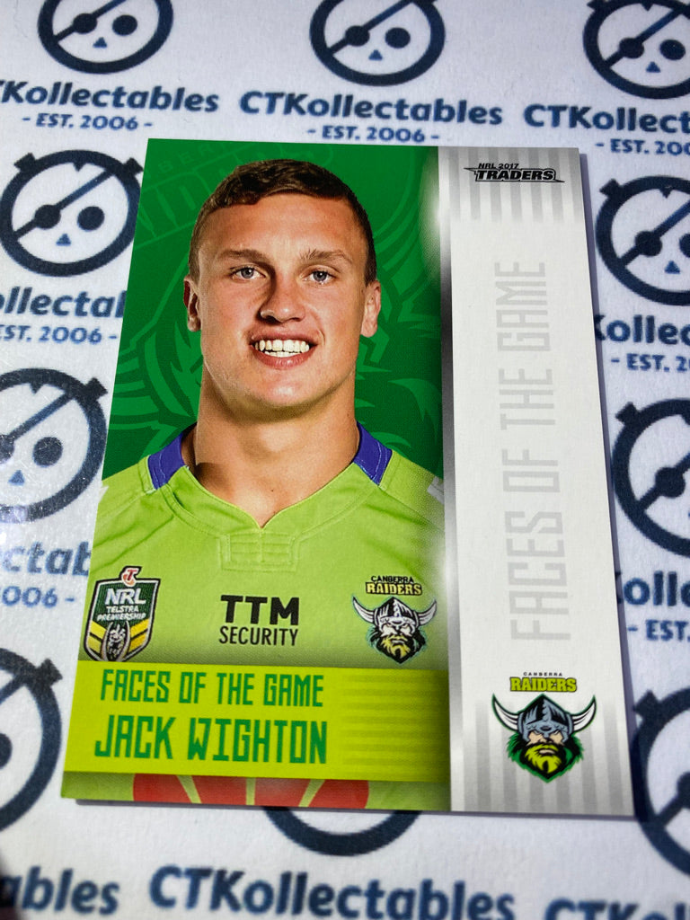 2017 NRL Traders Faces Of The Game Jack Wighton FG6/48 Raiders