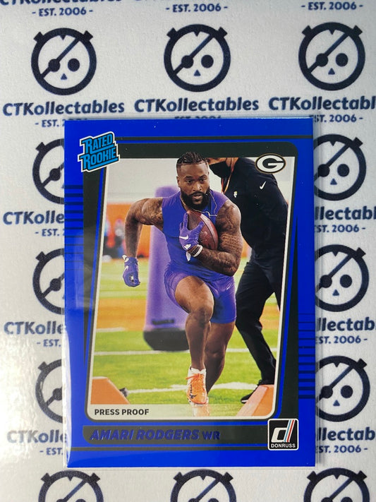 2021 NFL Donruss Press Proof Blue Rated Rookie Amari Rodgers #303 RC