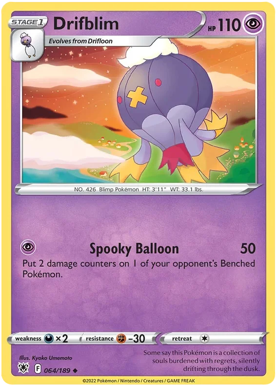 Drifblim Base Card #064/189 2022 Sword & Shield Astral Radiance Pokemon Card